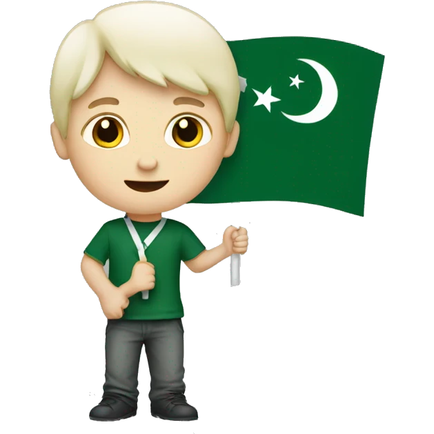 White boy holding Pakistan flag emoji