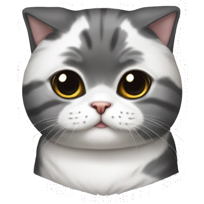 black and white scottish fold cat emoji