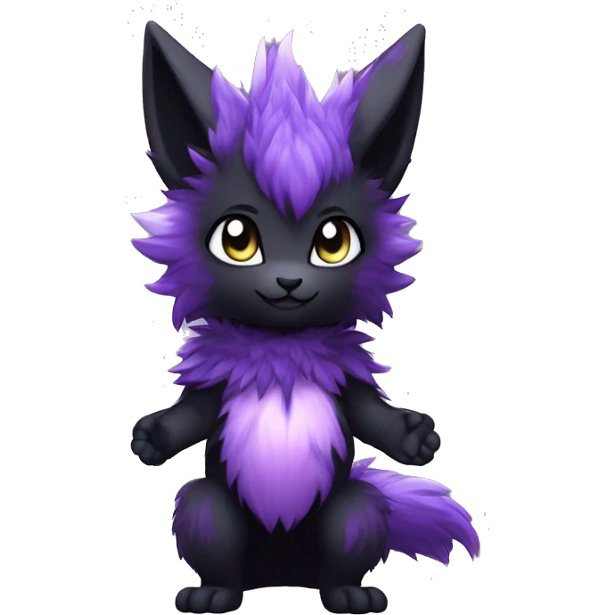 Anthro-Edgy-Cool-Black-Purple-Contrast-Colors-Fantasy-Fur-Sona-Chibi-Shiny-Fakémon-Hybrid full body emoji