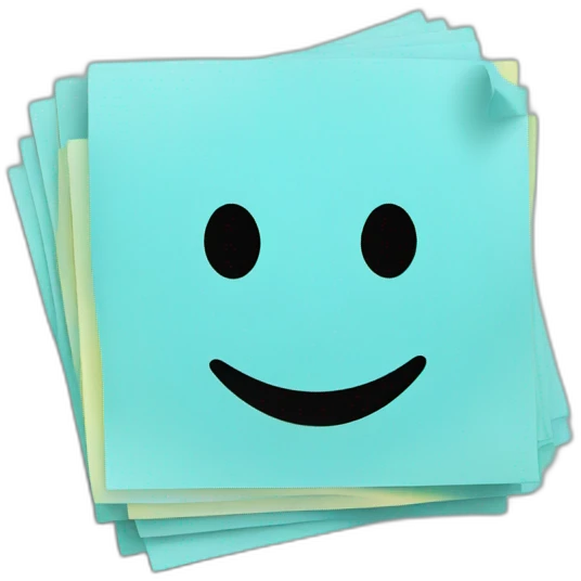 a light blue post it with a smile on the middle emoji