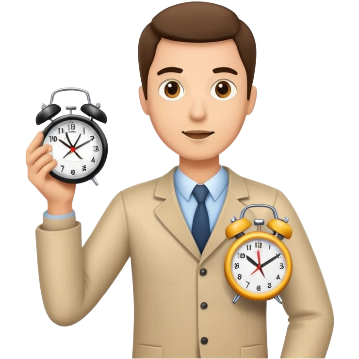 A man holding an alarm clock  emoji