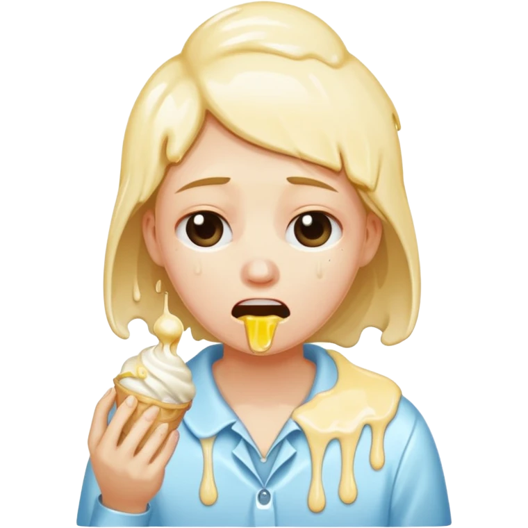 A person with 15 IQ crying over an ice cream emoji
