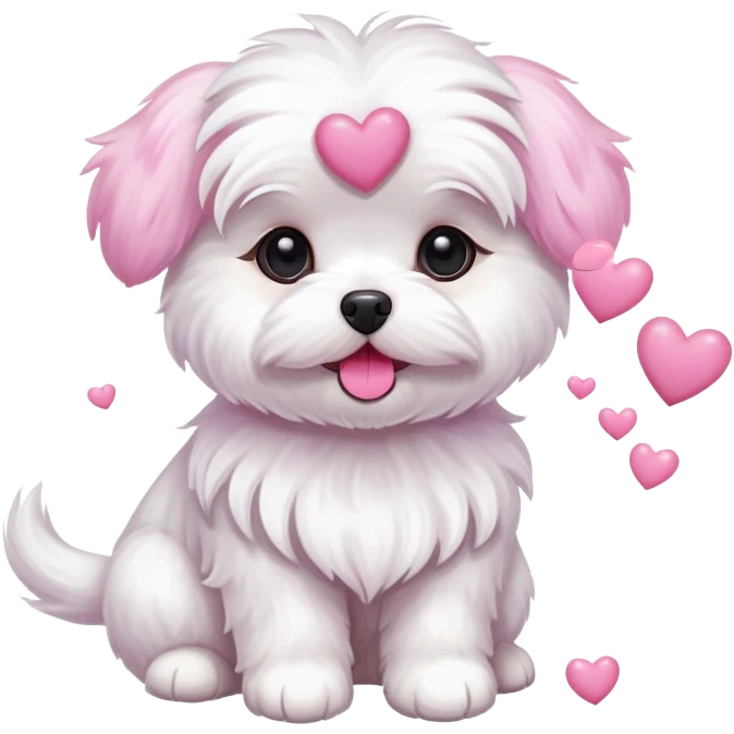 Dog maltese with pink hearts emoji