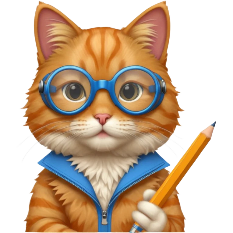 cat with pencil with blue goggles emoji