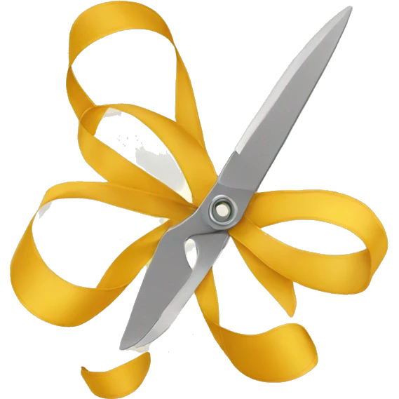ribbon being cut by scissors emoji