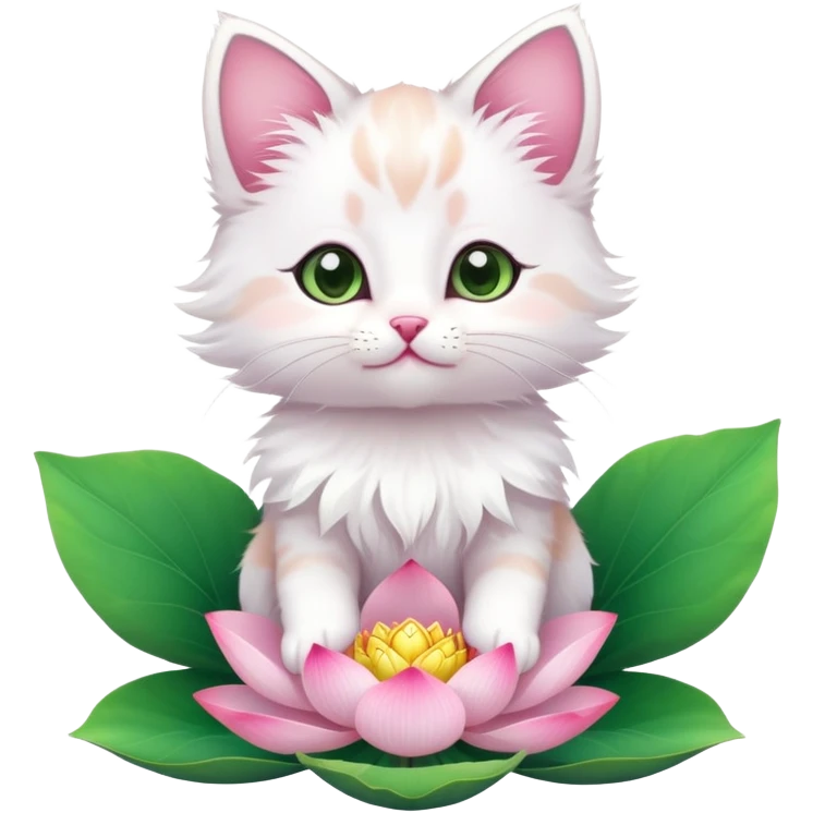 Kitten sitting on lotus flower emoji