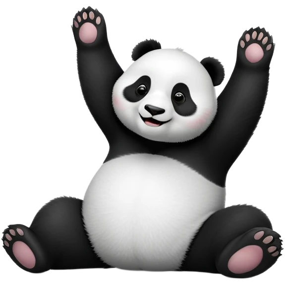 silly panda rolling on its back laughing with paws in the air emoji