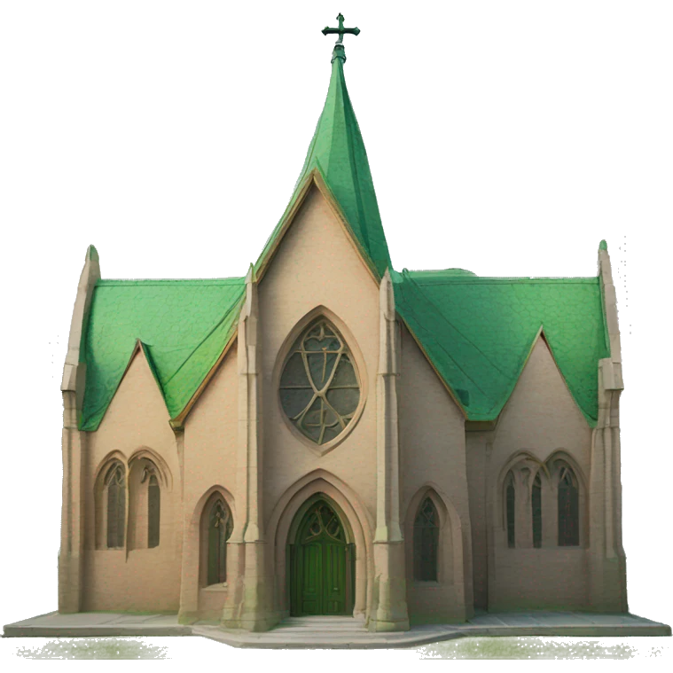 neogothic sandstone church with green copper roof emoji