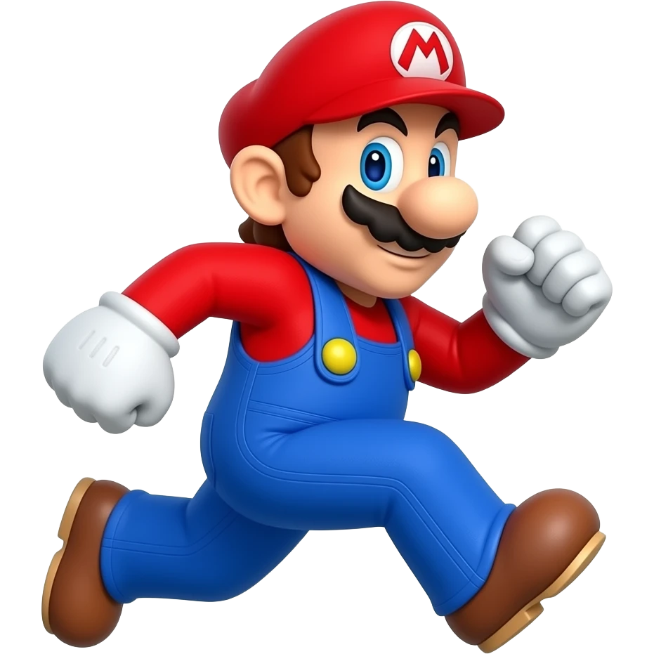 mario qui court vers la droite avec le pied droit à l'arrière et le poing droit vers l'avant emoji
