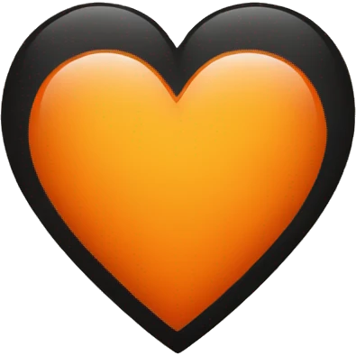 Half black and half orange heart emoji