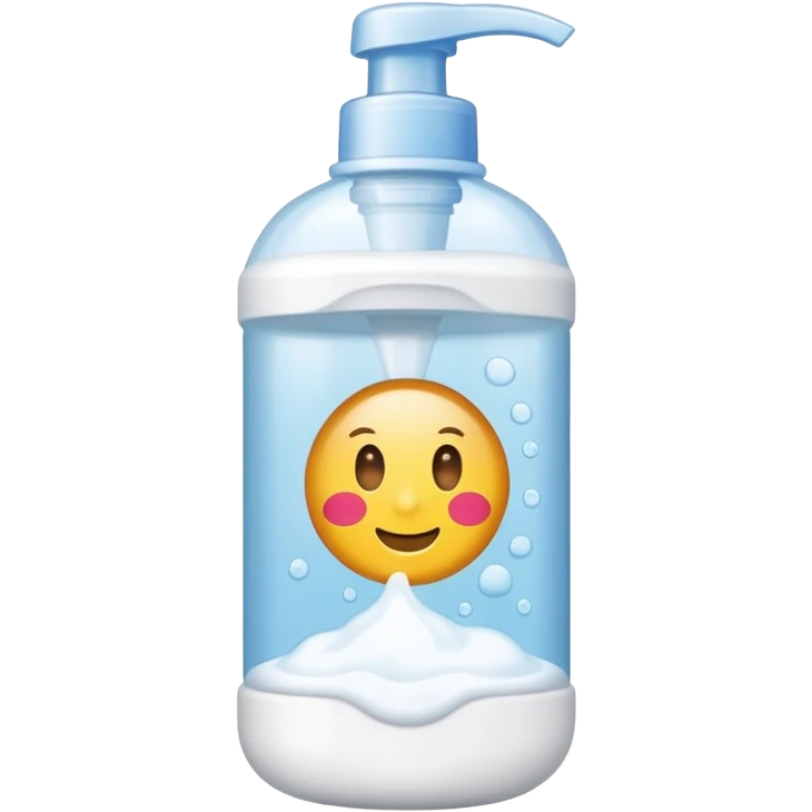 Bottle with a sticker for bath foam   emoji