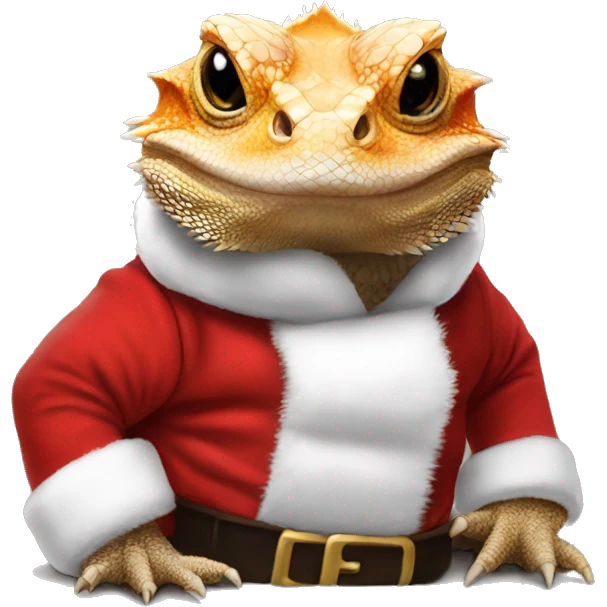 Bearded dragon wearing a Santa suit emoji