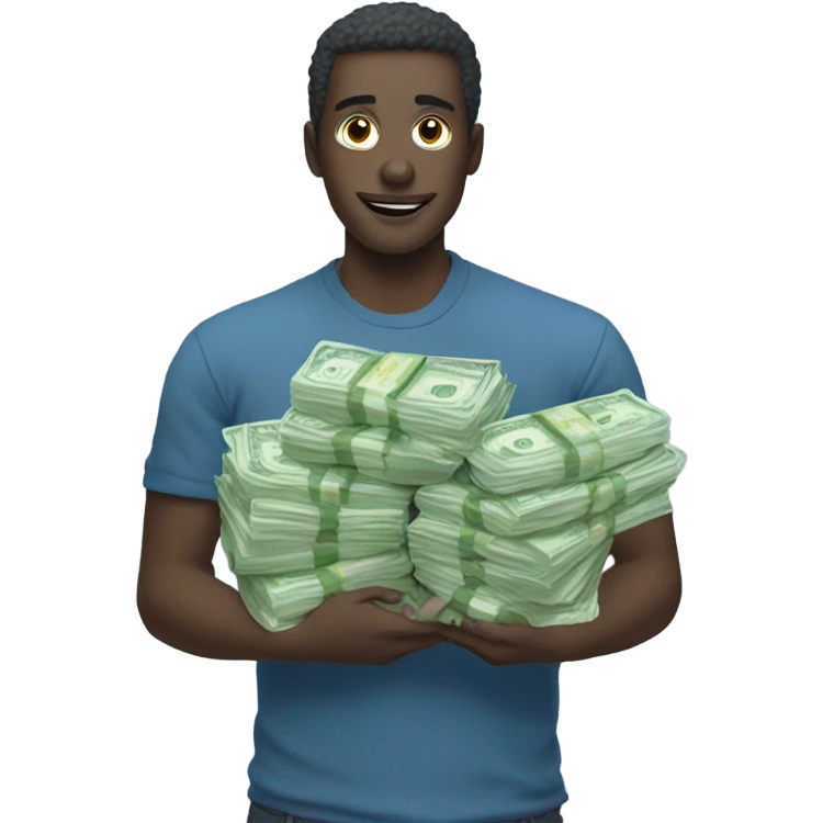 A blue skin colour anime man with money  emoji