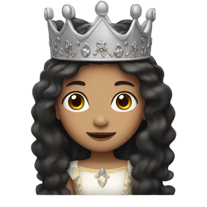 Princess- Fair skin- Long dark hair- crown emoji