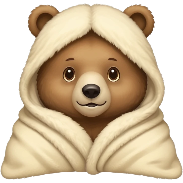 winter bear in a cream coloured blanket emoji
