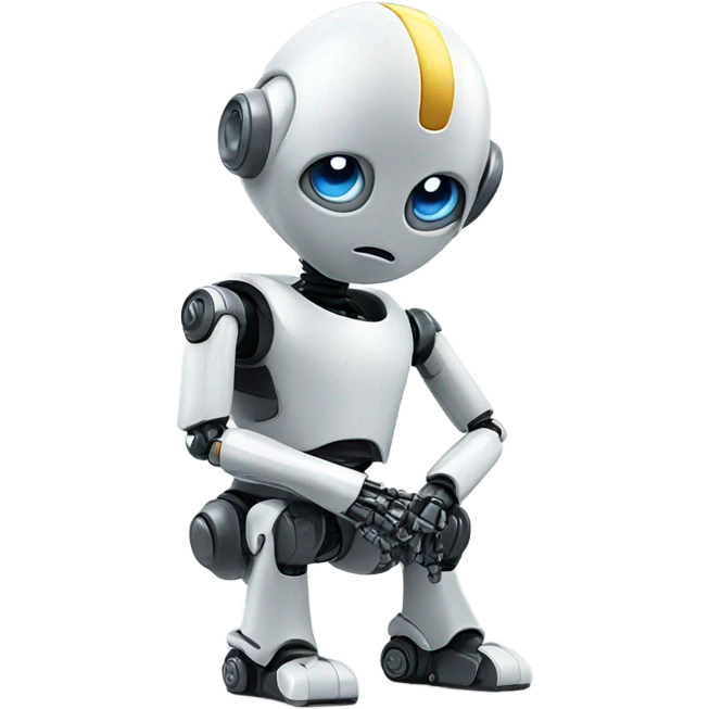 cute robot in the pose of a thinker emoji