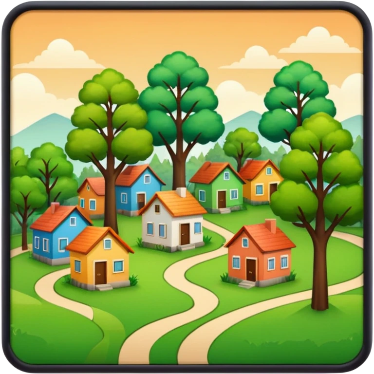 a realistic plot of land with trees and houses emoji