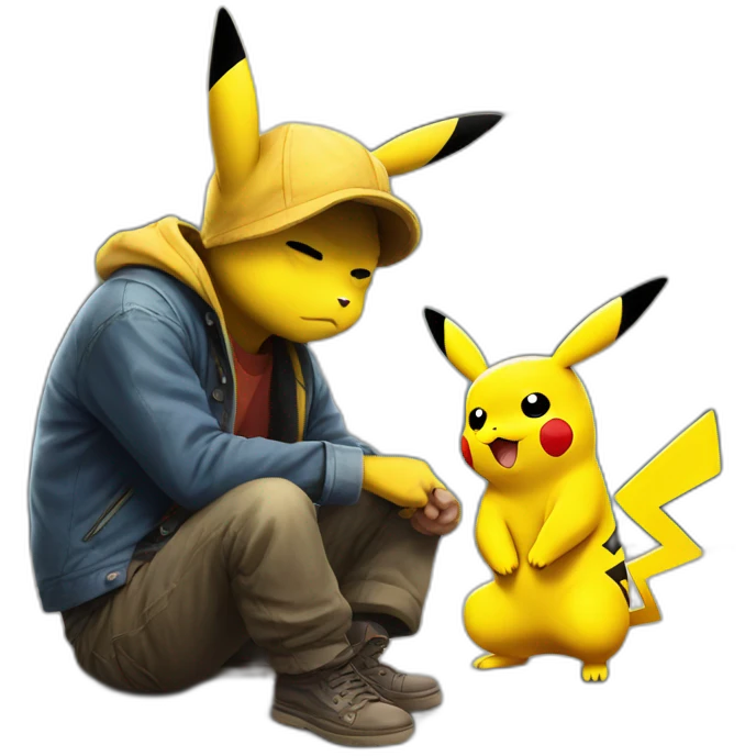pikachu down on his luck as a hobo under the bridge emoji