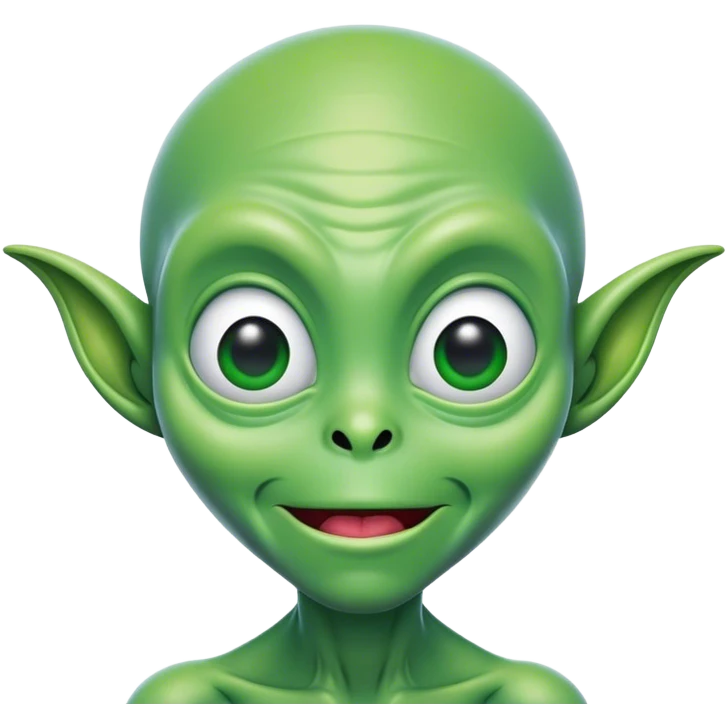 Alien having a goofy face emoji