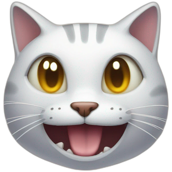 rubber cat with a U smile and big humain exorbited eyes emoji