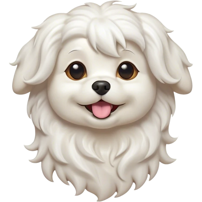Cinematic Comical Wavy-Haired Maltese dog Portrait Emoji, Head tilted dramatically with an exaggeratedly amused or surprised expression, featuring a silky, wavy-haired white coat with a playful sheen, wide, expressive dark eyes filled with exaggerated disbelief, Simplified yet hilariously expressive features, highly detailed, glowing with a slightly sassy glow, high shine, dramatic yet playful, stylized with an air of cheeky charm, bright and endearing, soft glowing outline, capturing the essence of a spirited and over-the-top companion, so meme-worthy it feels like it could side-eye its way into internet fame instantly! emoji