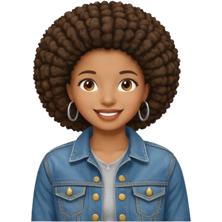 afro girl in jean jacket emoji