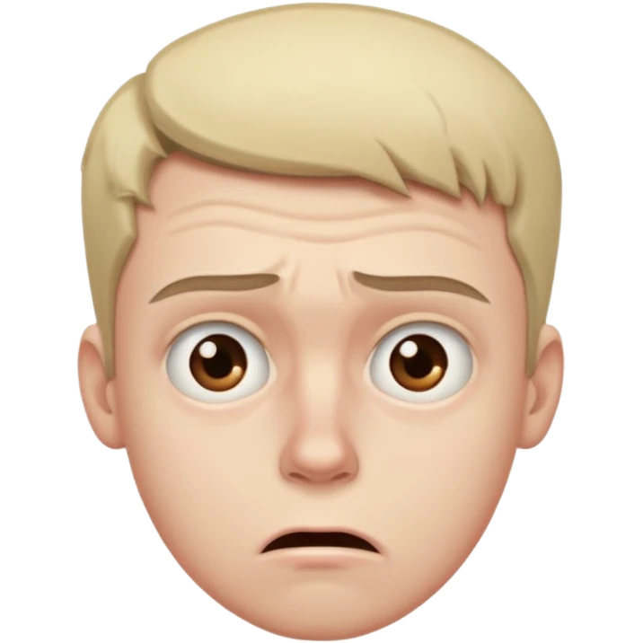 make an emoji of a (young person it has to be like very very confused, disgusted, make the eyebrows very expressive, make the face like he was asking a quiesfion and not getting the answer he wants, male his face TIRED emoji