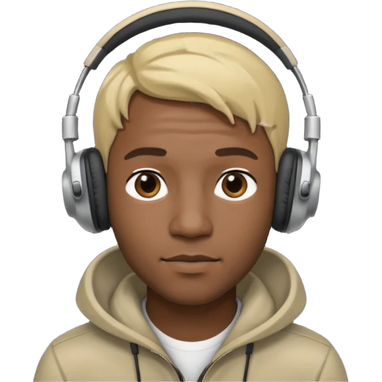 blonde black man wearing headphones emoji