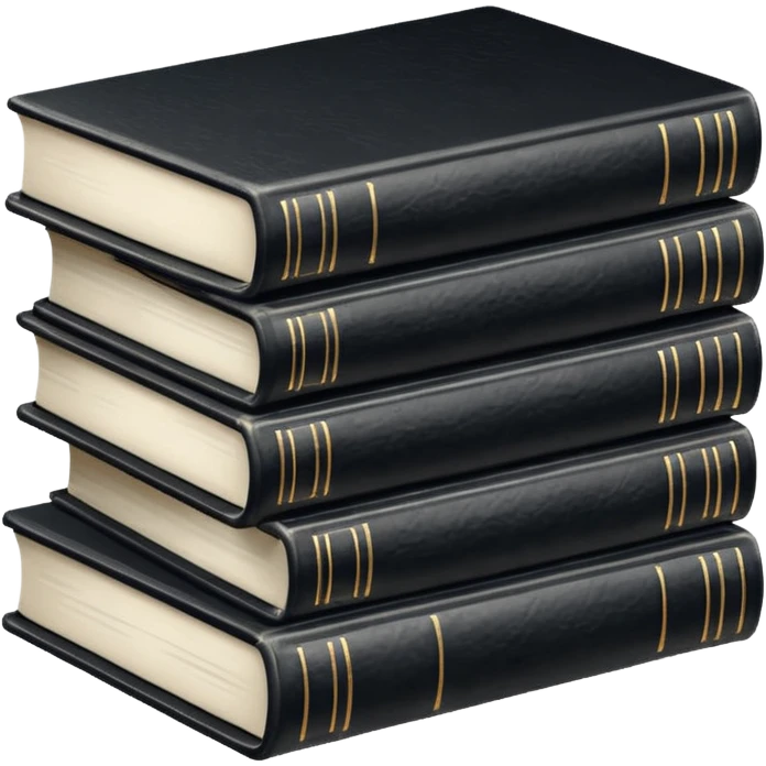 5 black and white books emoji