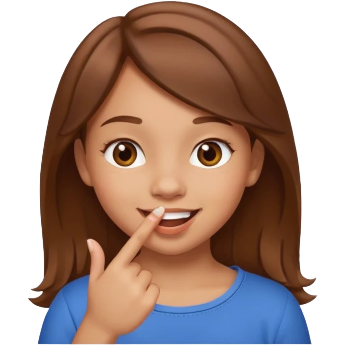 Emoji de una chica con el dedo en la esquina de la boca sonriendo de forma coqueta   emoji