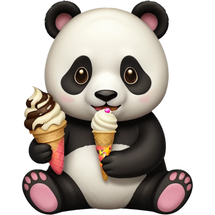 Panda eating ice cream emoji