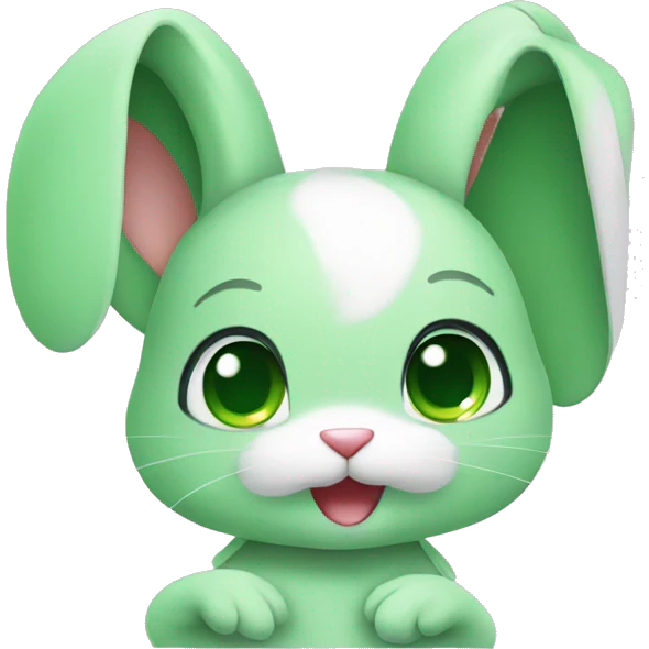 cute rabbit green heart  emoji
