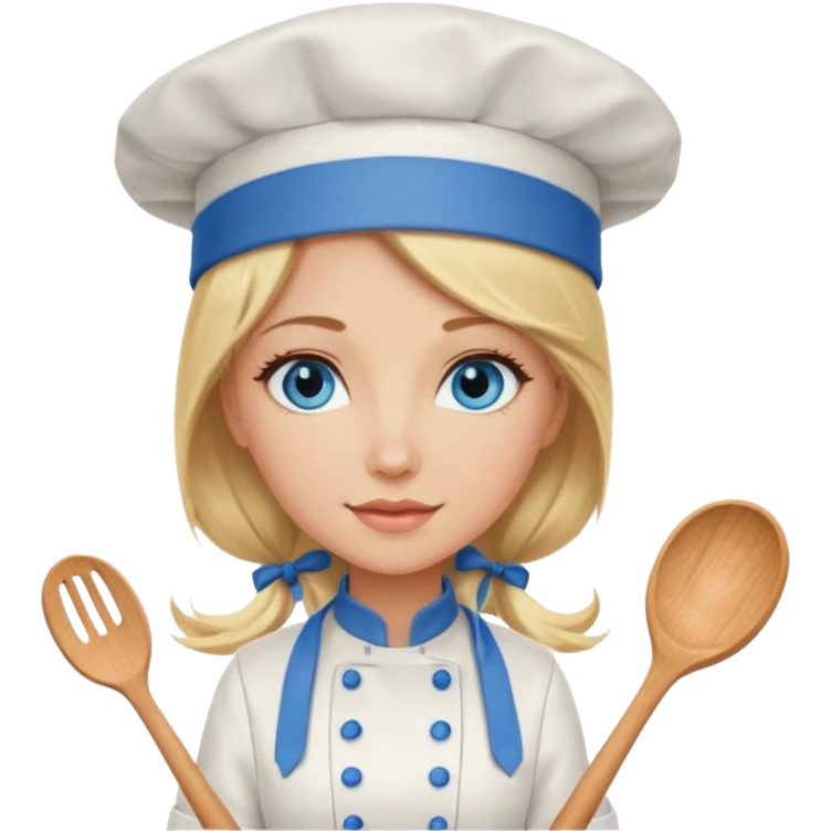 Sexy Long Blonde hair blue eyed female chef emoji