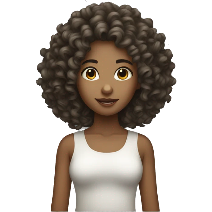 Curly hair girl with white skin  emoji