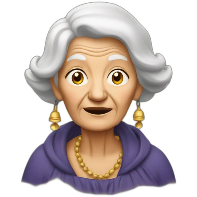 Old woman with a big bells emoji