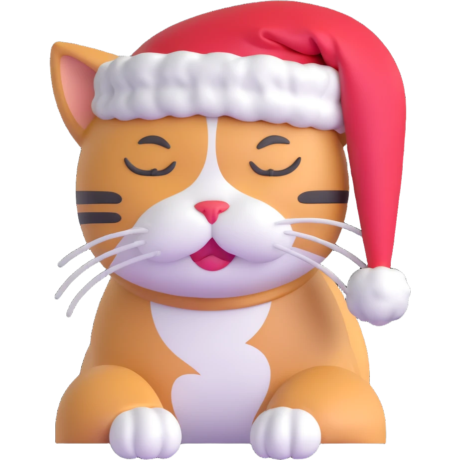 a cat dreaming about christmas holidays emoji