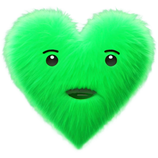 Green fuzzy heart emoji