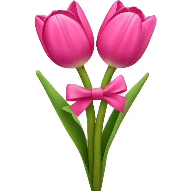 Pink tulips with a bow emoji