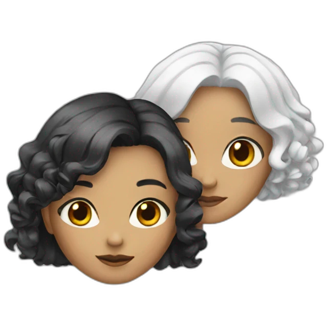 Two girls with black and white hair  emoji