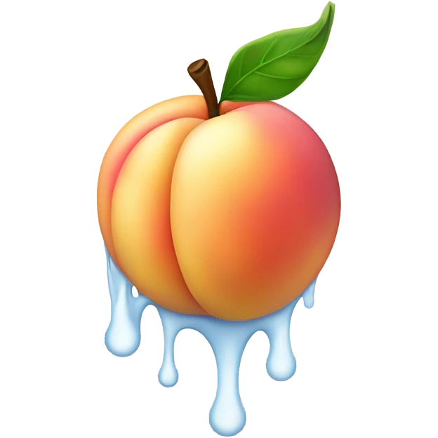 Peach dripping white towards the middle to the end emoji