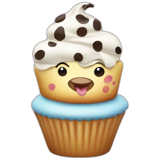 Happy cupcake with cow spots emoji