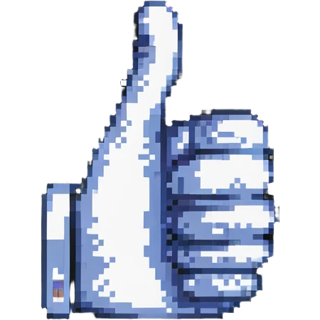 16-bit pixel art style emoji of a 'like' hand gesture emoji
