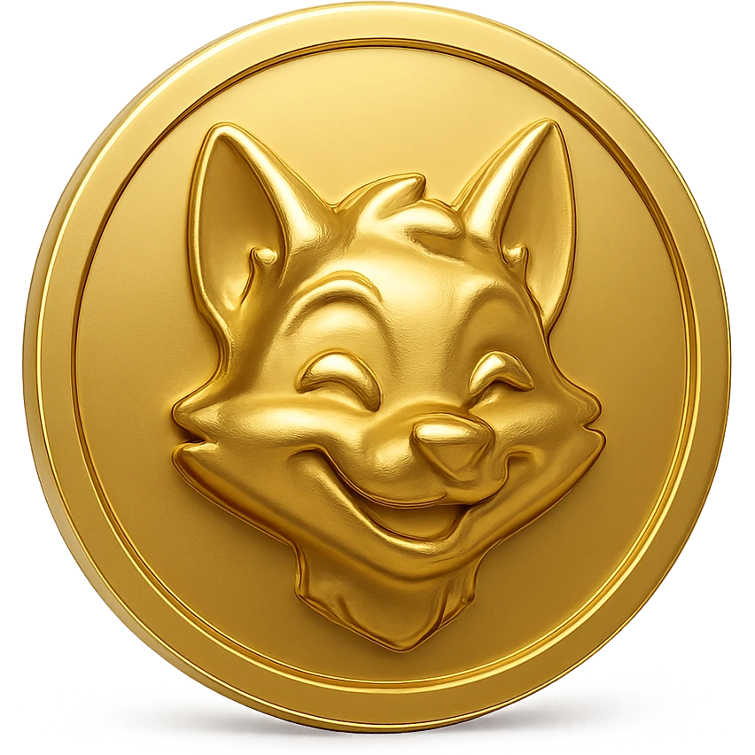 flat gold token with only the mascot's head centered, mascot's head rendered in gold to match the token, simple, no text or extra elements emoji