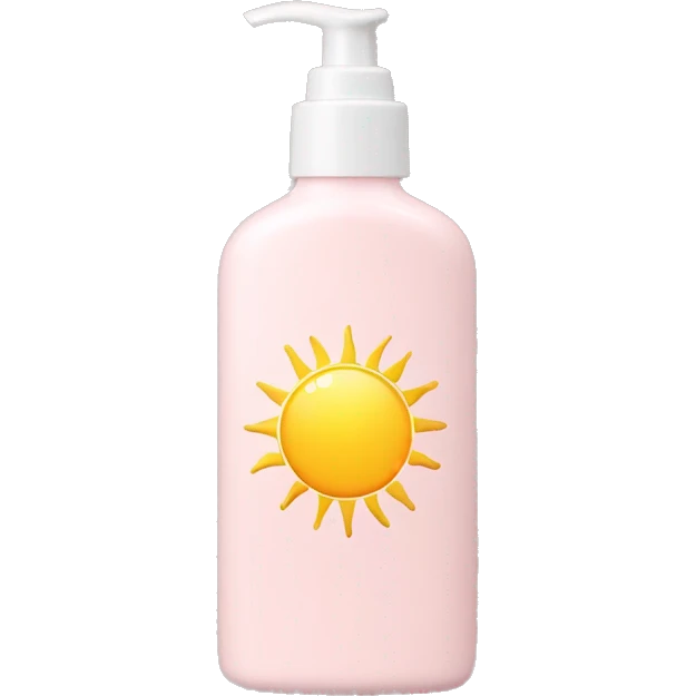 Pale pink lotion bottle with pale yellow sun on label emoji