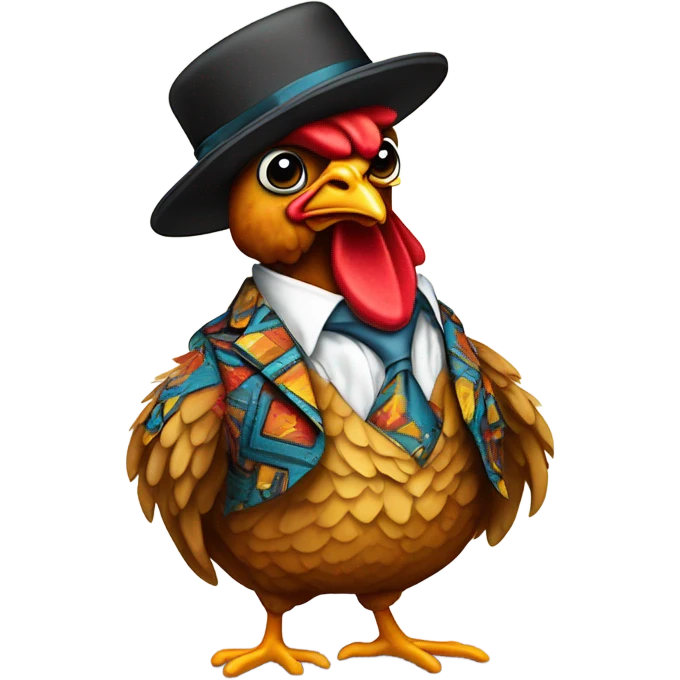Chicken in a zoot suit emoji