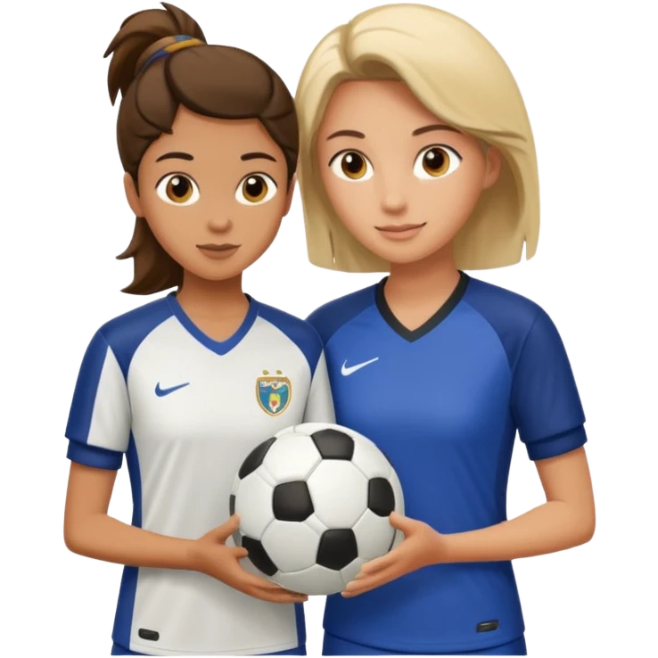 female soccer mentor giving tips to a young soccer player emoji