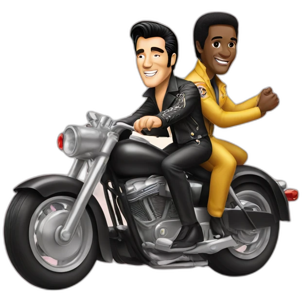Elvis Presley and Pelé in a motorcycle emoji