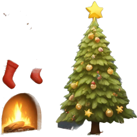 cozy christmas tree with Scandinavian inspired decorations emoji