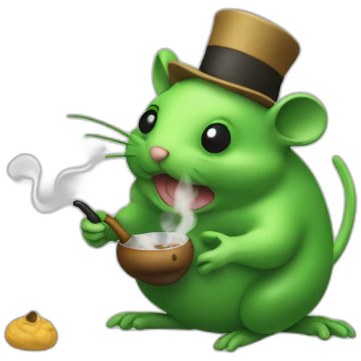 Attractor green mice with hat, smoking pipe emoji