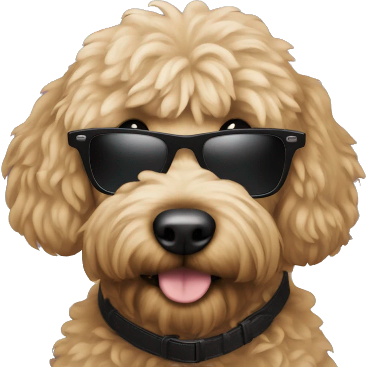 Black golden doodle in black sunglasses  emoji